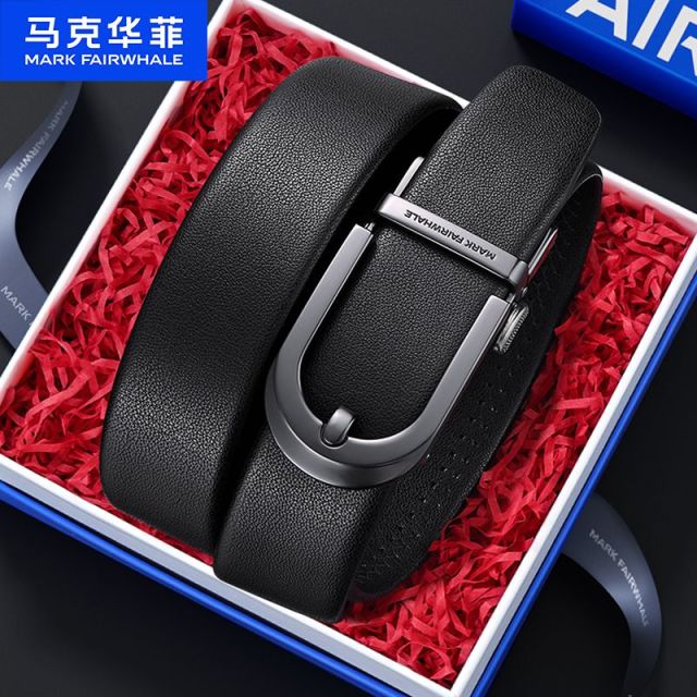 12538105.马克华菲 皮带男士真皮新款腰带自动扣牛皮正品商务年轻人裤带礼盒装