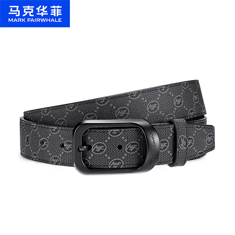 12543561.马克华菲 皮带男士新款PVC针扣腰带年轻人裤带潮【礼盒装】