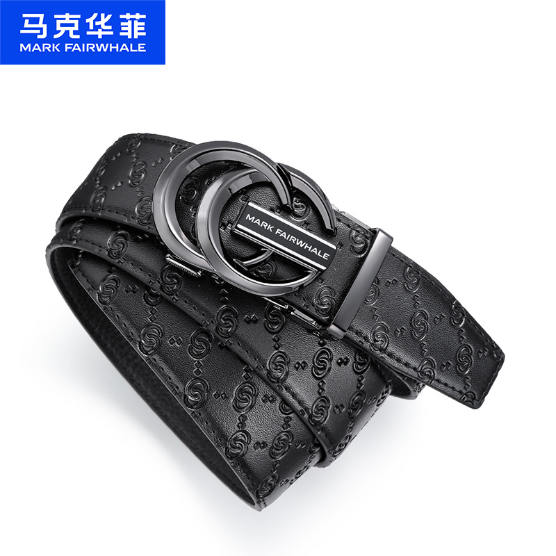 12795633.马克华菲 皮带男士真皮休闲百搭自动扣可调节男士腰带送男友节日礼物