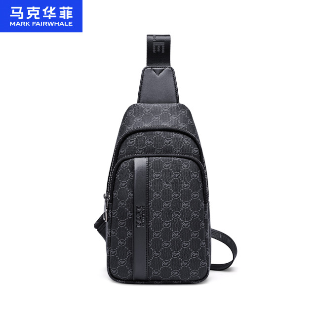 12796631.马克华菲 男士胸包时尚印花单肩包百搭多功能斜挎包商务通勤休闲挎包男包