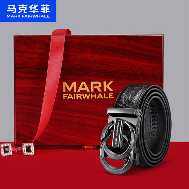 12796118.马克华菲 鳄鱼皮自动扣皮带时尚商务男款腰带皮带男士真皮男皮带