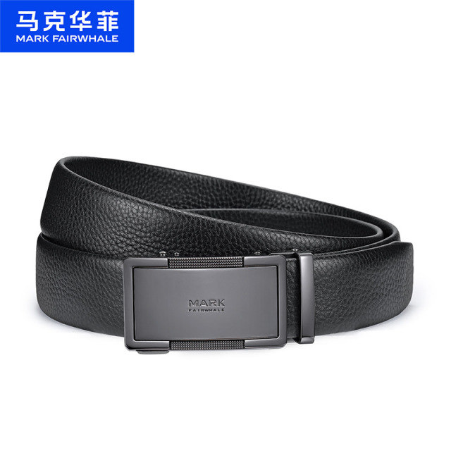 12795657.马克华菲 【专柜礼盒】真皮时尚百搭男士商务自动扣皮带高级感荔枝纹腰带男