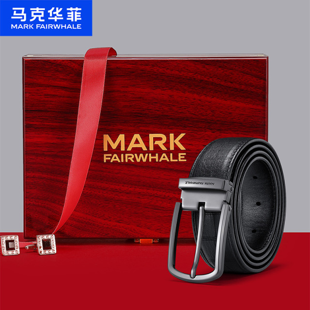 12796047.马克华菲 时尚高级鹿皮自动扣百搭通勤皮带男士真皮腰带送老公礼物