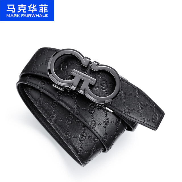 12796464.马克华菲 男式自动扣皮带商务正装裤腰带时尚百搭配饰礼盒装送礼礼物