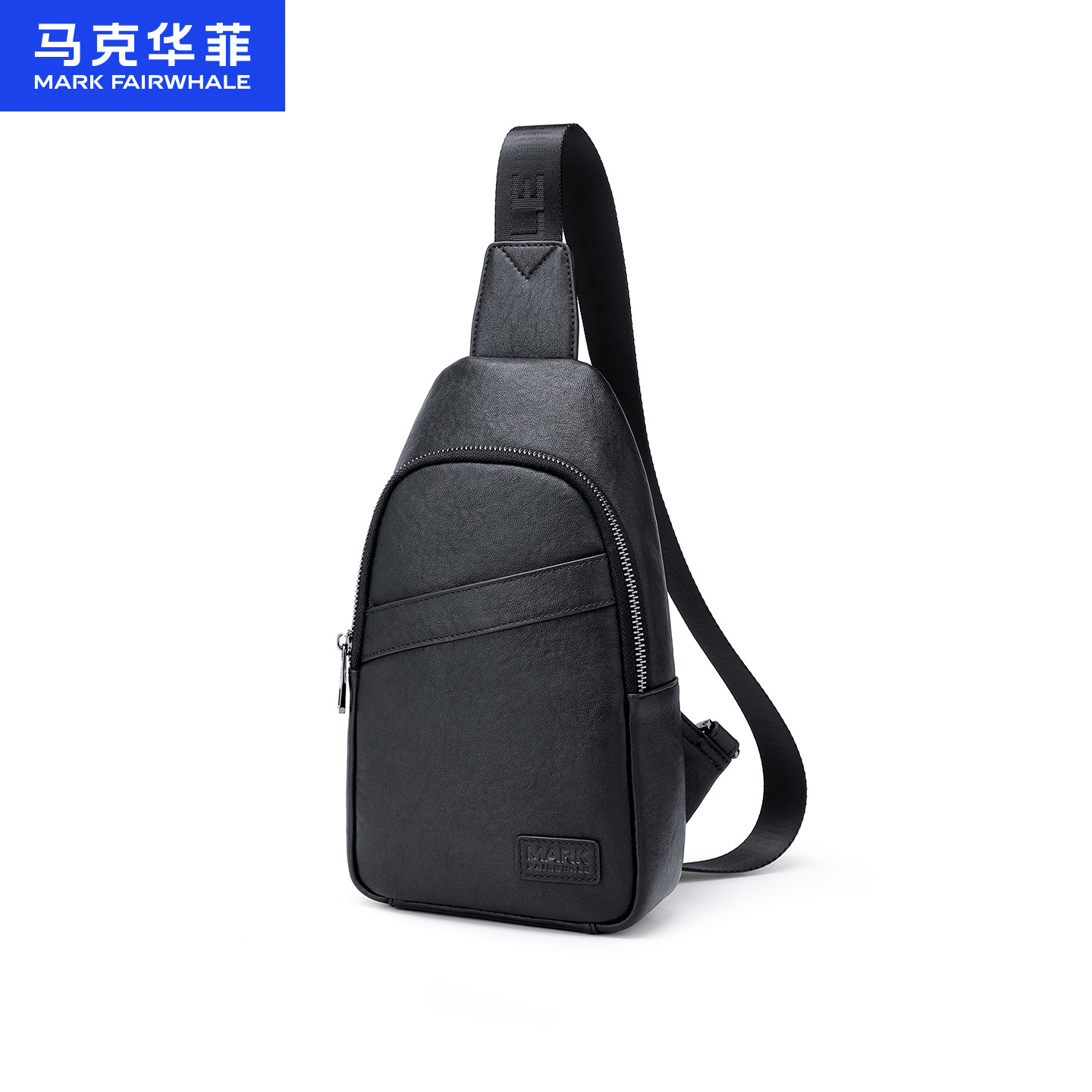 13068796.马克华菲 新款男士真皮胸包软皮男包斜挎包户外休闲斜背包头层牛皮胸前挎包