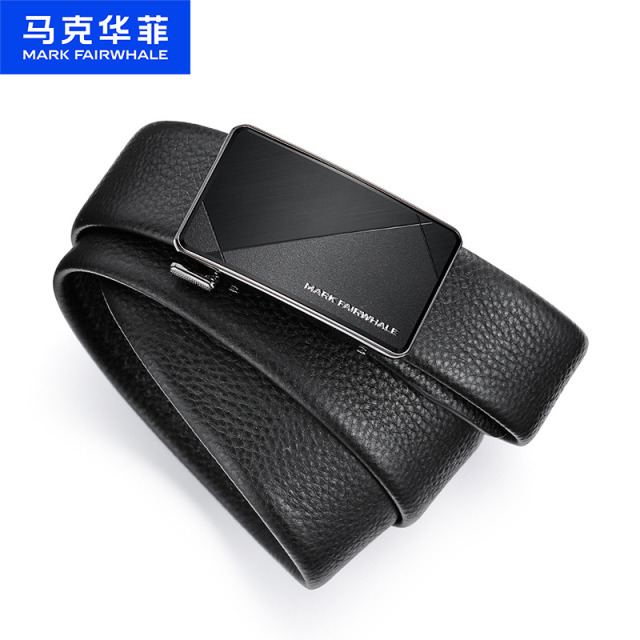 13069008.马克华菲 双面头层牛皮男士皮带商务休闲内穿自动扣皮带男士真皮腰带配礼盒