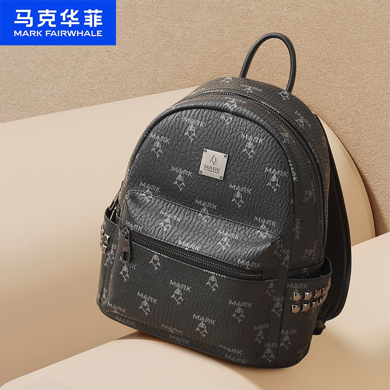 13064628.马克华菲 双肩包男新款时尚百搭背包女大容量高级质感情侣旅游书包