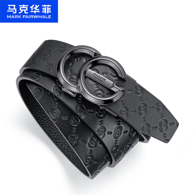 13105188.马克华菲 新款皮带男士真皮时尚高档品牌年轻人潮腰带百搭字母扣裤带