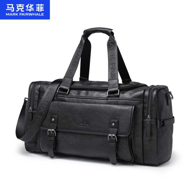 13697101.马克华菲PU皮防水旅行包男手提行李包运动健身包单肩短途出差大容量收纳袋【53*17*27CM】