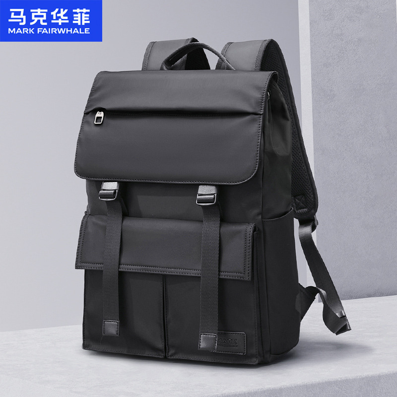 13697829.马克华菲新款百搭大容量双肩包时尚背包书包旅行包休闲男包电脑包