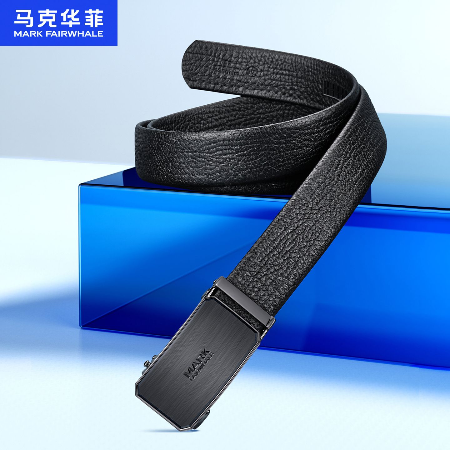 13702845.马克华菲新品头层牛皮时尚自动扣腰带裤带男士皮带真皮配礼盒送男友