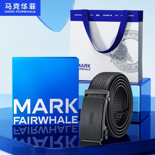 13702845.马克华菲新品头层牛皮时尚自动扣腰带裤带男士皮带真皮配礼盒送男友