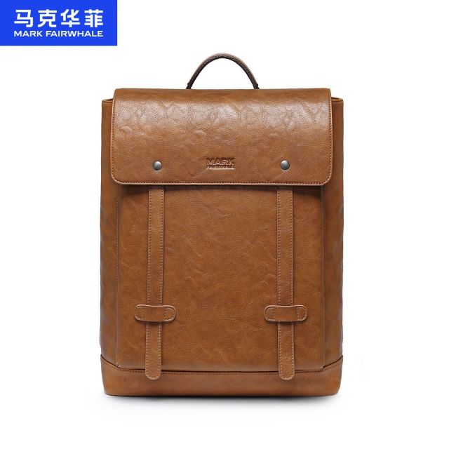 13783530.马克华菲简约复古男士双肩包出差旅行度假便捷个性书包电脑背包配礼袋