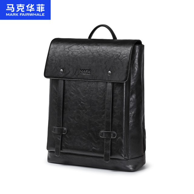 13784390.马克华菲男包新款复古双肩包大容量通勤背包电脑包旅行包学生书包