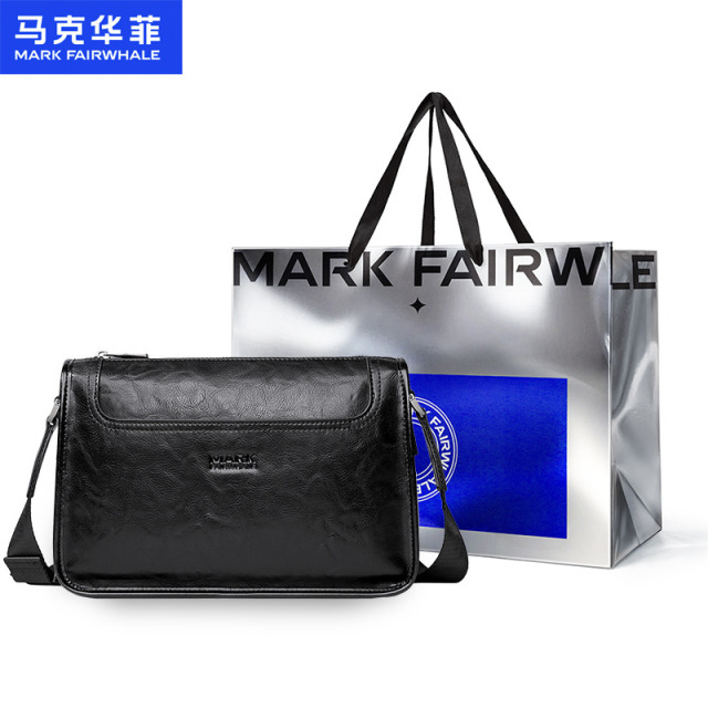 13792023.马克华菲男包休闲单肩包牛皮小背包男士包包休闲斜挎包邮差包潮配礼袋