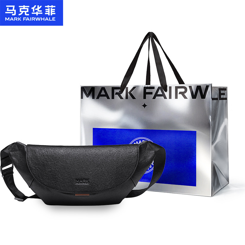 13792263.马克华菲新款轻便男士单肩包时尚手机包胸包斜挎包防泼水男包腰包配礼袋