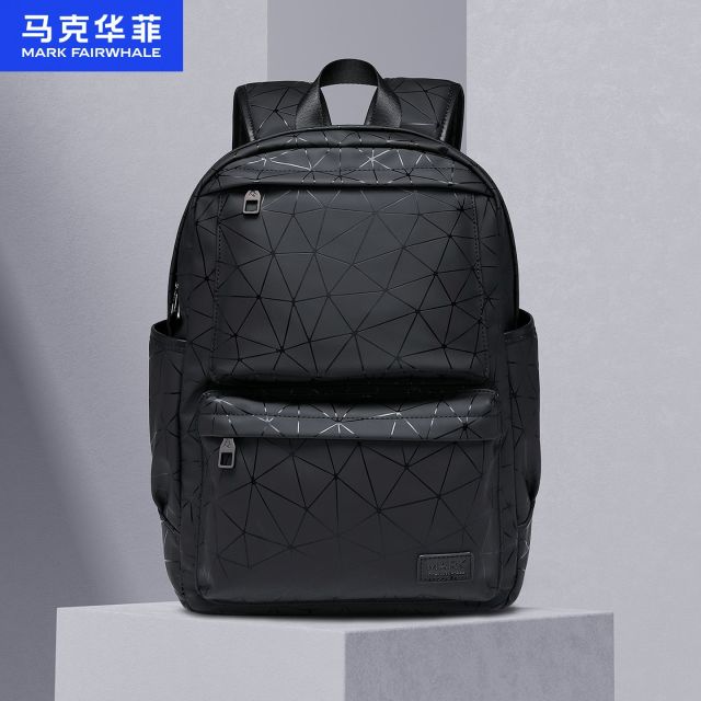 13792180.马克华菲大容量双肩包时尚背包合成革PU书包旅行包休闲男包电脑包