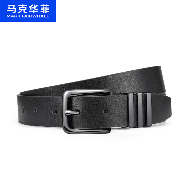 13795803.马克华菲头层牛皮针扣皮带复古百搭裤腰带时尚便携青年男女裤带针扣皮带窄带身