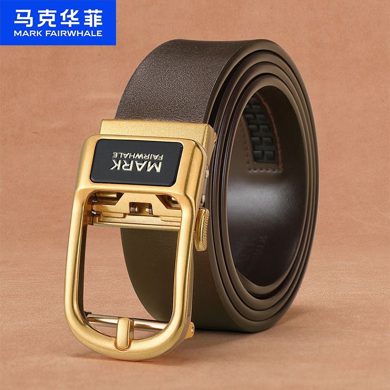 13797658.马克华菲男士皮带牛皮时尚镂空自动扣休闲复古中青年裤带腰带男节日礼物