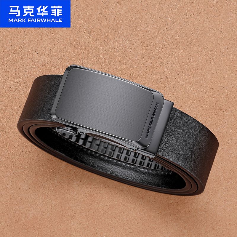 13797824.马克华菲男士皮带真皮无缝带时尚自动扣中青年休闲男腰带节日礼物送老公