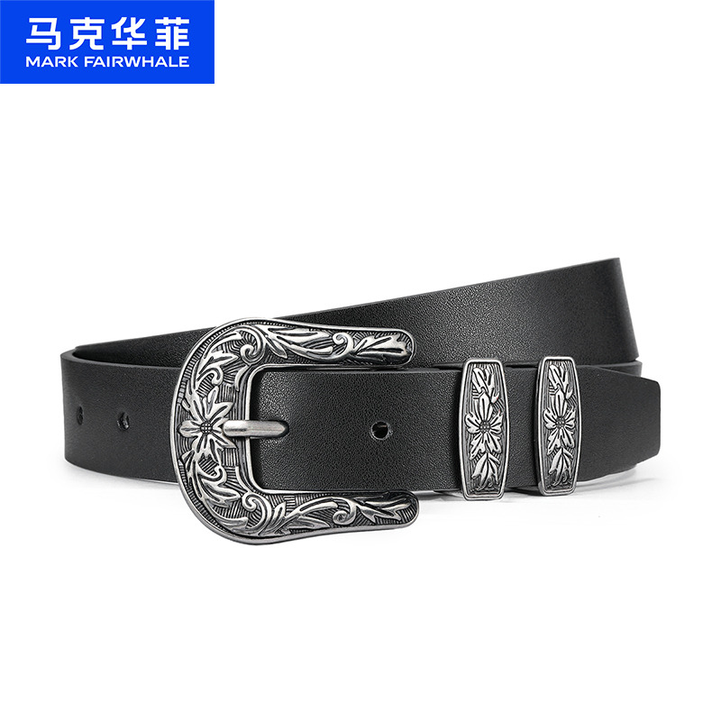 13797859.马克华菲新品牛皮男士皮带复古腰带皮带针扣搭牛仔裤男女同款裤带