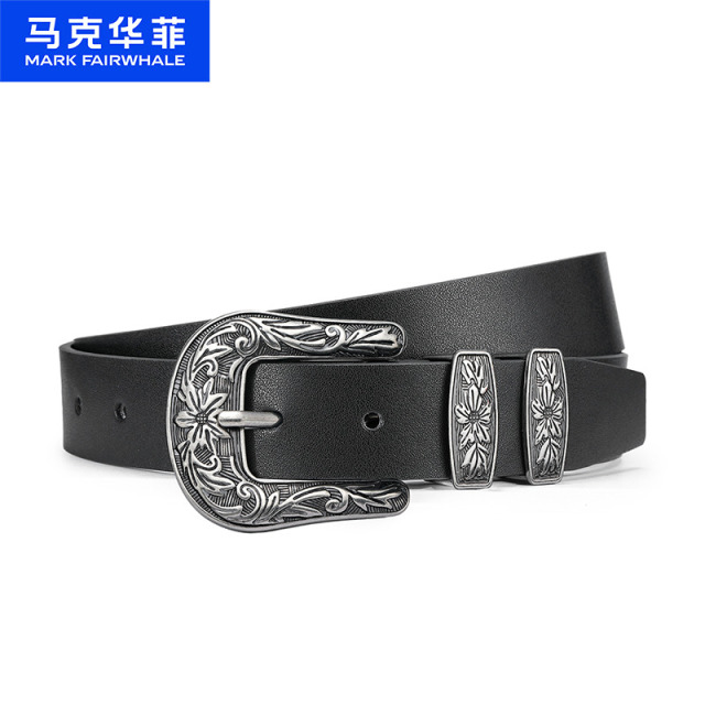 13797859.马克华菲新品牛皮男士皮带复古腰带皮带针扣搭牛仔裤男女同款裤带