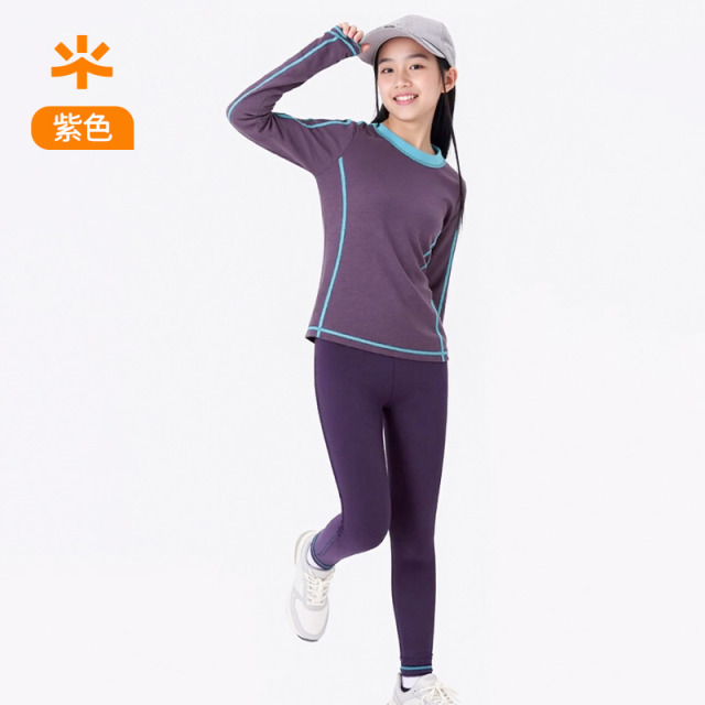 12857497.彩桥热身系列青少年女童轻运动可外穿圆领撞色线套装