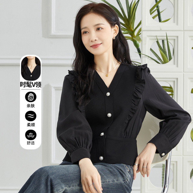 11597578.【专柜新品】【针织衫】新款时尚拼接打底衫气质V领针织开衫