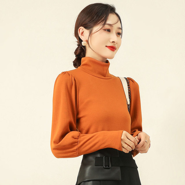 11097451.【清仓售罄不补】依贝奇套头衫高领长袖打底保暖内穿遮肉休闲柔软亲肤高弹打底衫女