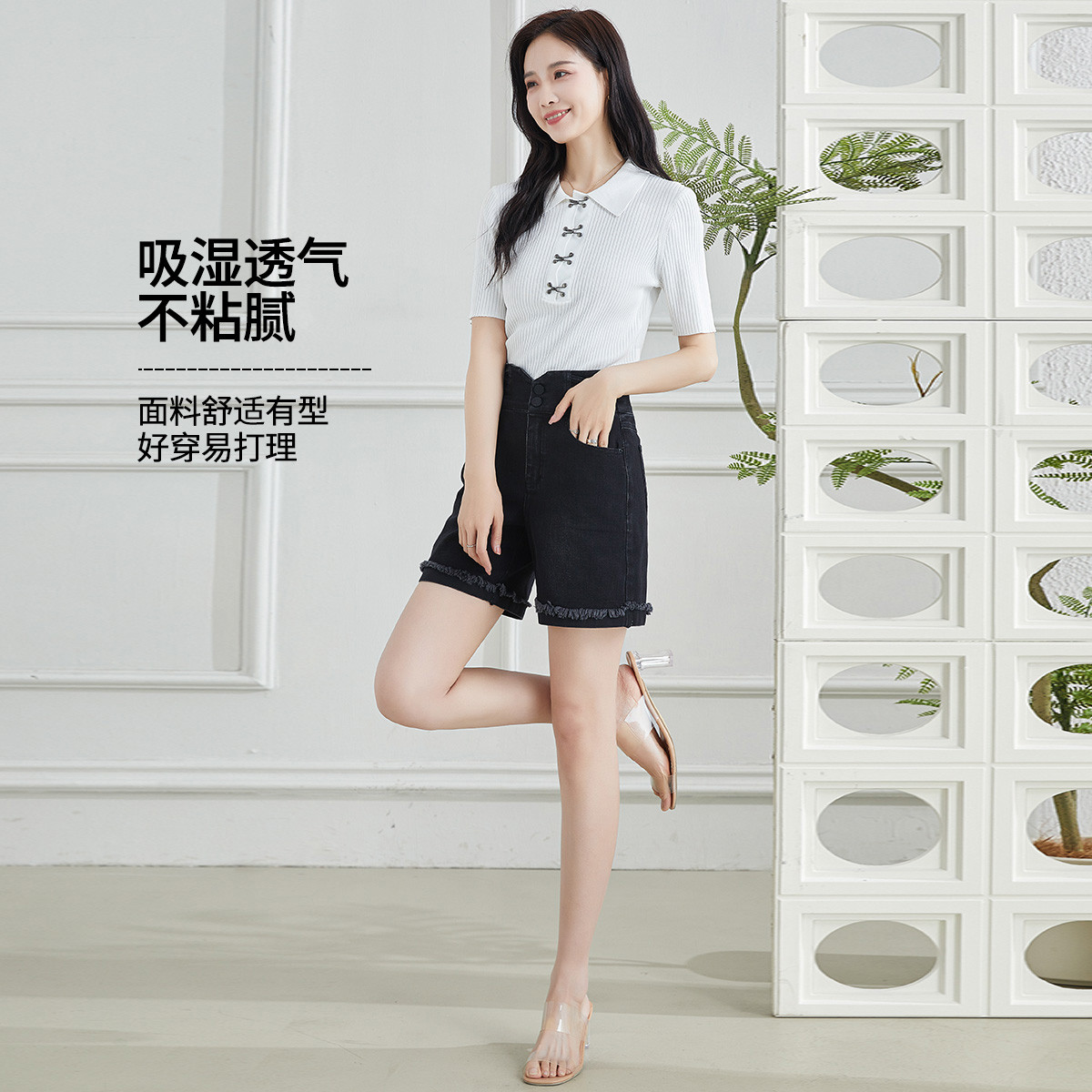 13445949.【专柜同款】【牛仔短裤】夏季时尚百搭裤子高腰显瘦女式牛仔裤