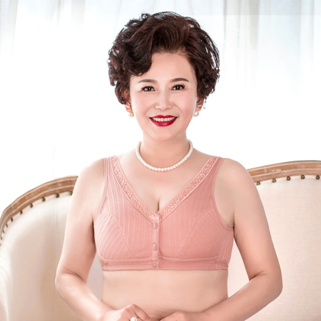 11067333.棉新界老年文胸舒适中老年内衣宽松前开扣背心式中年妇女文胸大码