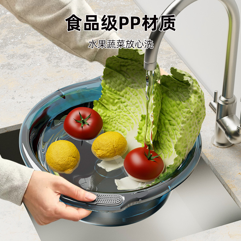 12322587.【3件套 食品级材质】透明洗脸盆洗衣盆家用大容量塑料简约加厚耐用学生宿舍洗漱塑料盆