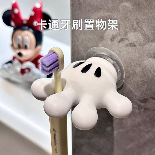 12322634.【买一送一 限时福利】牙刷架米奇手掌可爱浴室毛巾吸盘多功能挂钩无痕挂钩数据线绕绕器