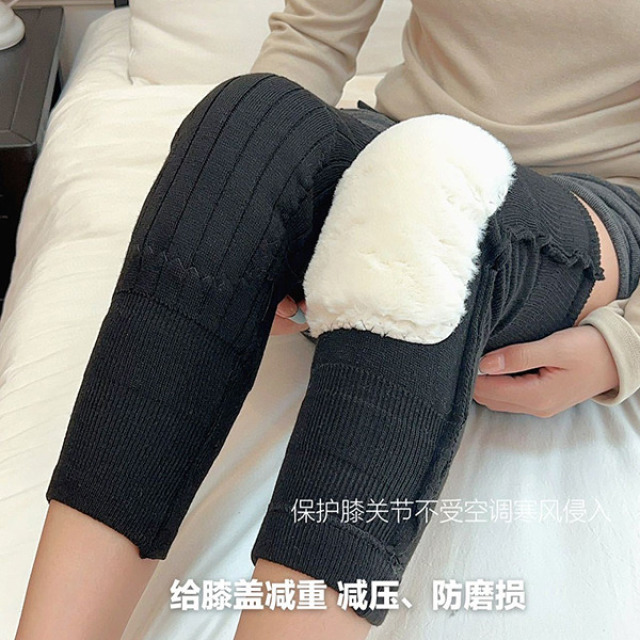 12322565.【秋冬必备】仿羊毛加绒护膝针织保暖老寒腿中老年保暖防寒骑行加绒加厚男女士