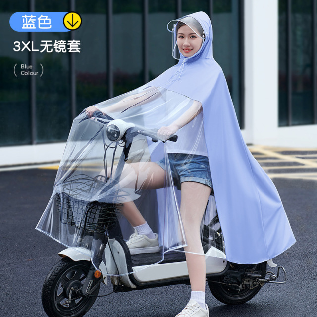 12322667.电动车雨衣防飘男女骑行防大雨暴雨摩托车加大雨披母子带小孩可视