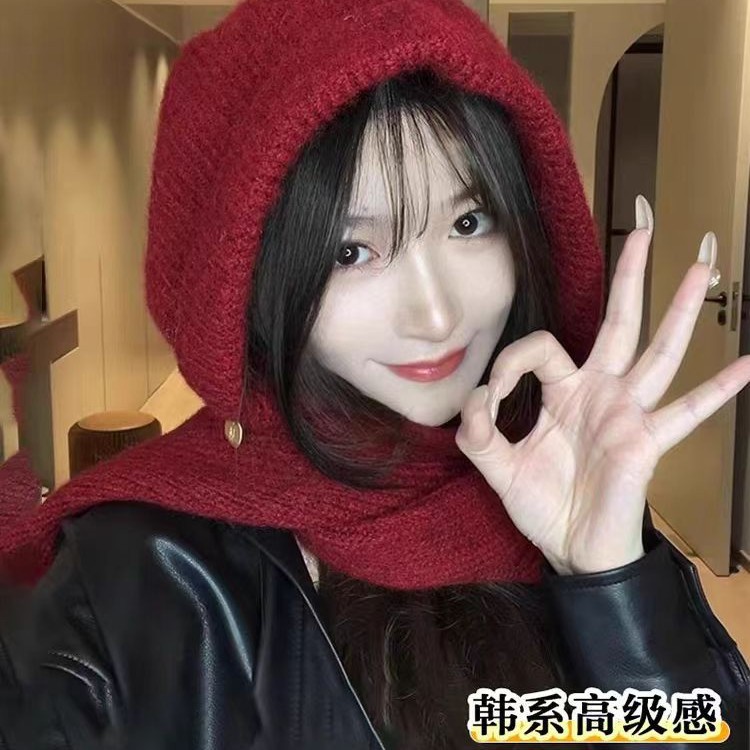 12767686.巴拉克拉法冬季防风毛线女保暖大头围显脸小护耳