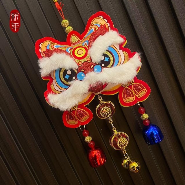 13029823.醒狮铃铛挂饰春节过年喜庆装饰挂件新年铃铛挂串醒狮挂件新年挂饰