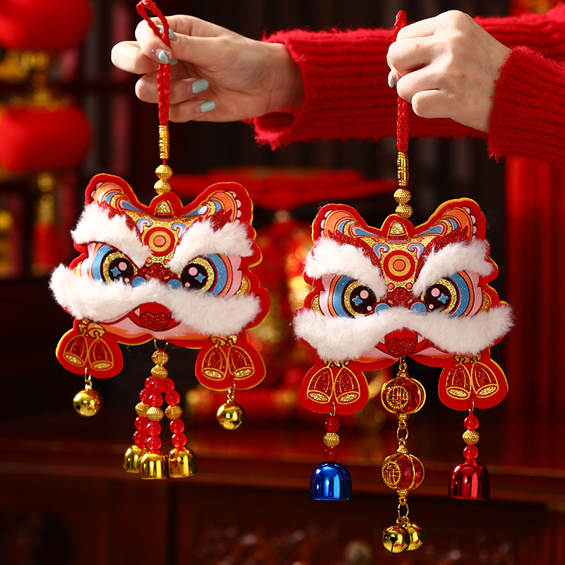 13029823.醒狮铃铛挂饰春节过年喜庆装饰挂件新年铃铛挂串醒狮挂件新年挂饰