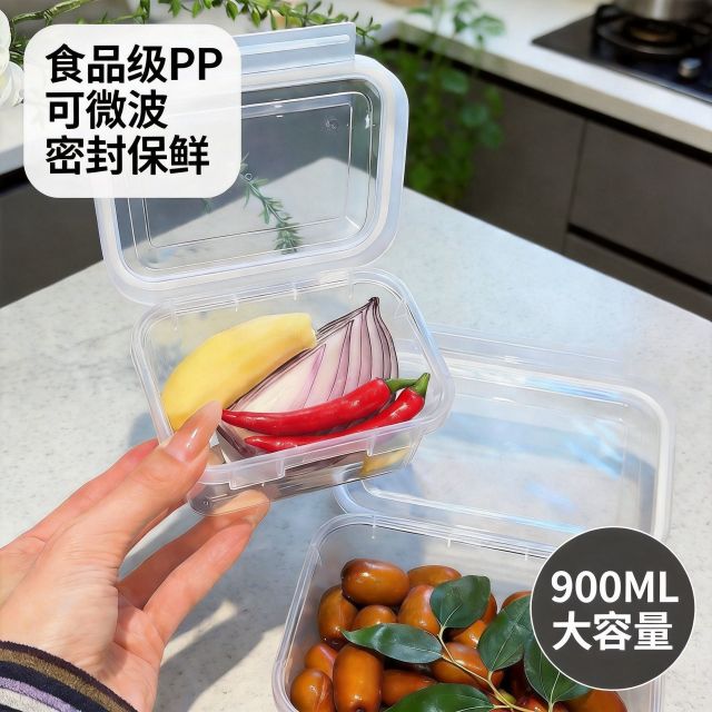 13628885.【真香警告 到手三组共六个】食品级保鲜盒水果蔬菜餐盒可进微波炉大容量密封性保鲜盒商用摆摊