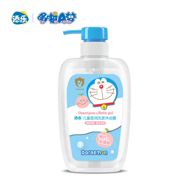 12512587.【品牌直发】哆啦a梦 添乐儿童柔润洗发沐浴露(桃叶+氨基酸)300g*2瓶