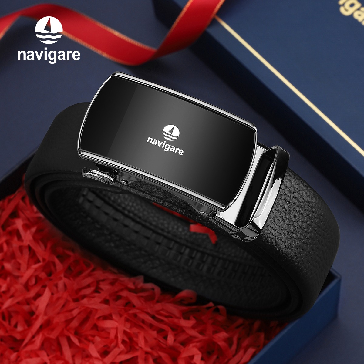 11256512.navigare意大利小帆船自动扣皮带头层皮革商务气质简约腰带