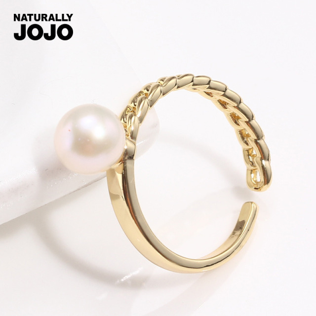 11005901.NATURALLY JOJO 时尚半边麻花淡水珍珠开口戒指