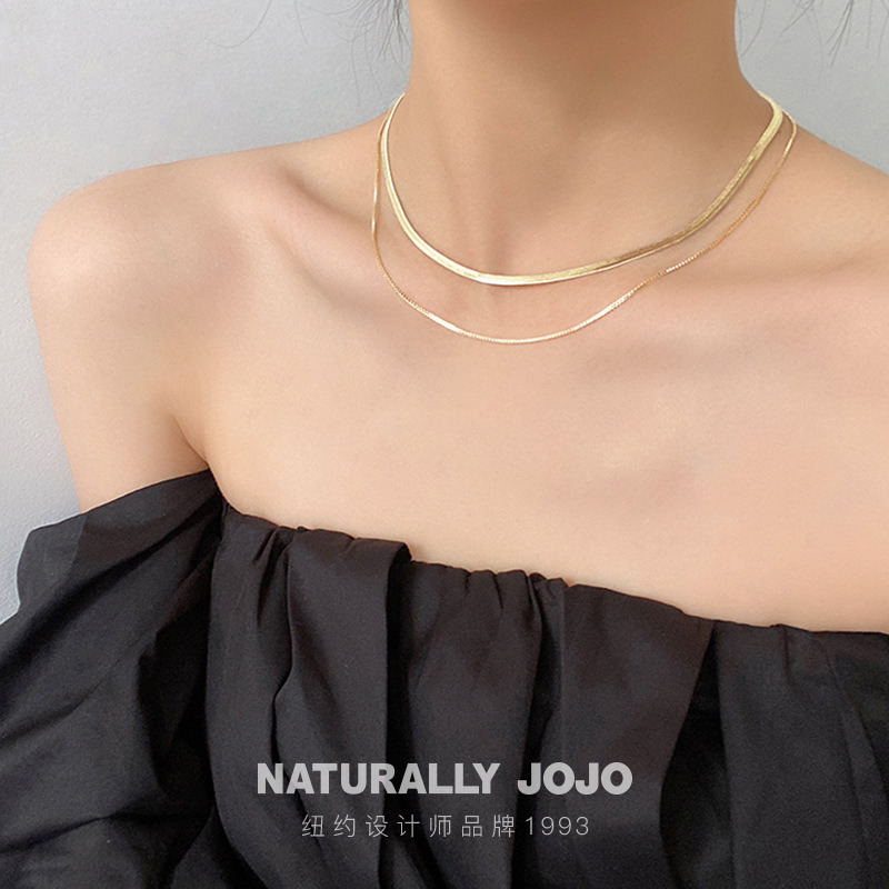 10976740.NATURALLY JOJO 轻奢小众设计感双层蛇骨项链