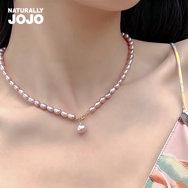 10976992.NATURALLY JOJO 温柔法式葡萄紫淡水米形珍珠项链