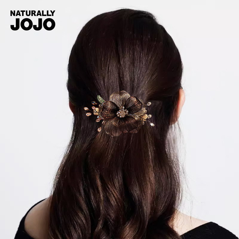 10976487.NATURALLY JOJO 花朵发夹轻奢仿水晶一字夹后脑勺盘发顶夹铜丝