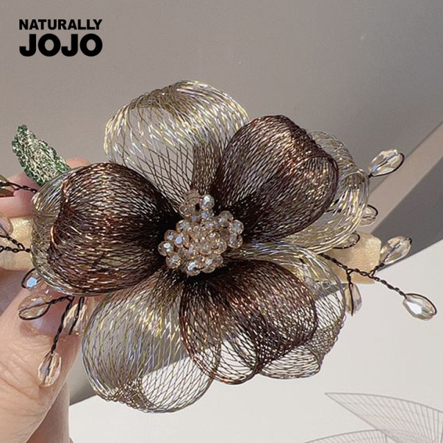 10976487.NATURALLY JOJO 花朵发夹轻奢仿水晶一字夹后脑勺盘发顶夹铜丝