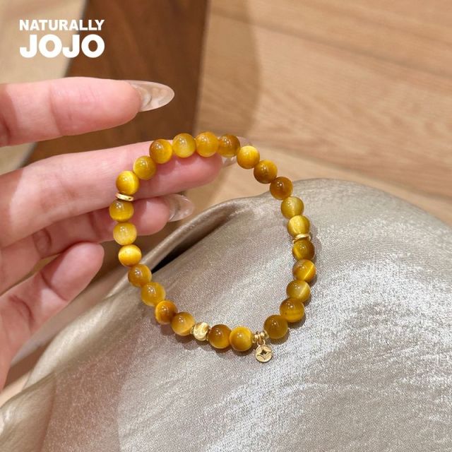 12701930.<日金斗金>天然虎眼石黄塔晶手串女款百搭饰品黄虎眼石手链