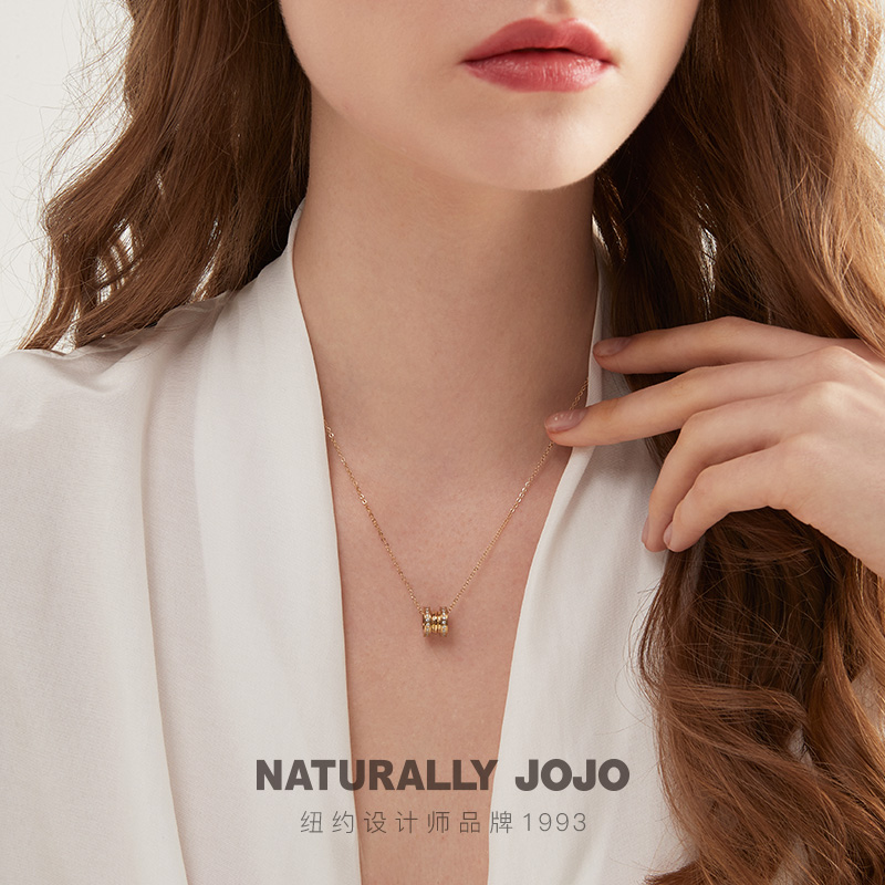 10976465.NATURALLY JOJO 钛钢时尚潮流CNC满钻小蛮腰圆筒项链