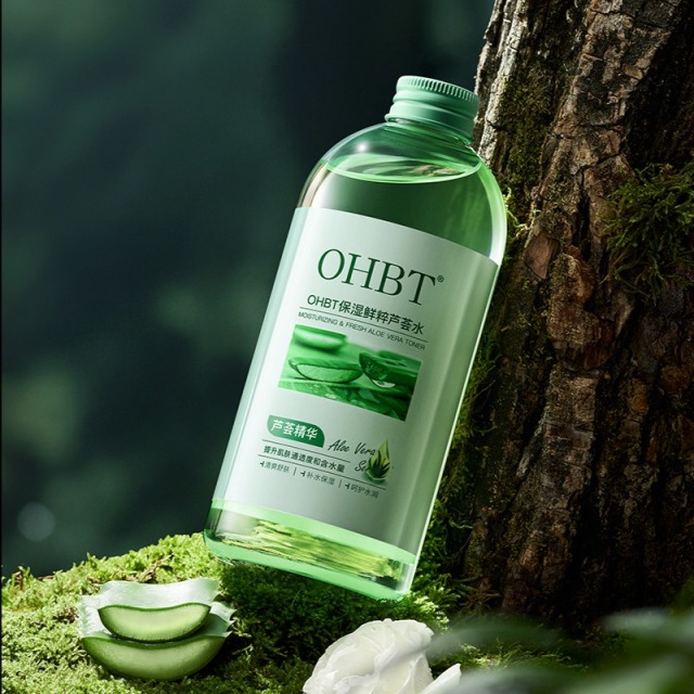 12176960.【500ml大容量】OHBT芦荟水补水保湿晒后修护舒缓温和打底湿敷爽肤水