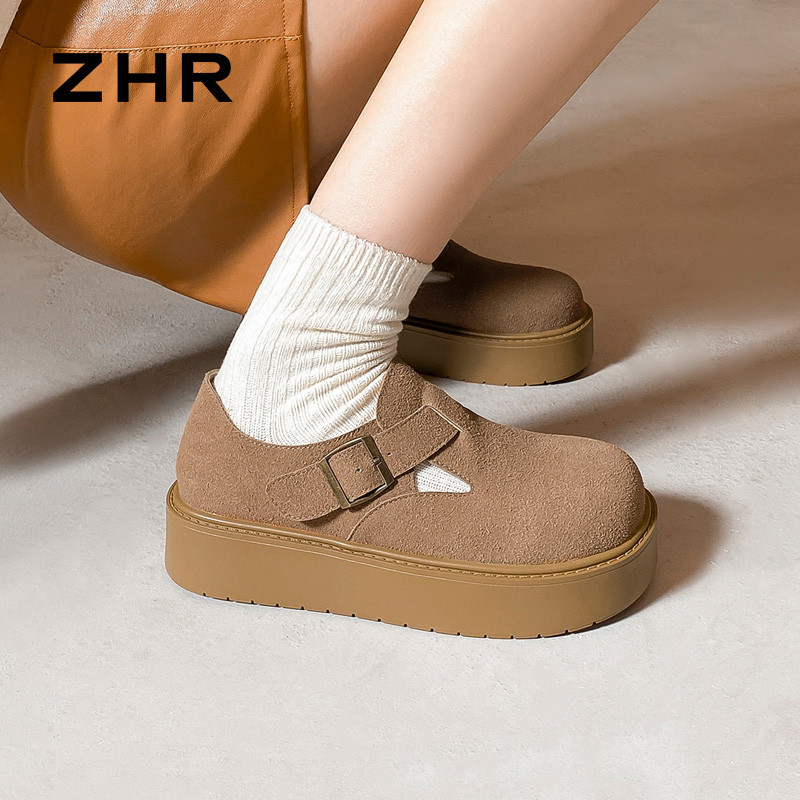 12734481.【ZHR则则】勃肯鞋圆头套脚厚底女鞋[PU]